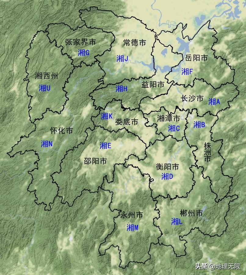 湖南省车牌号首字母分布地图