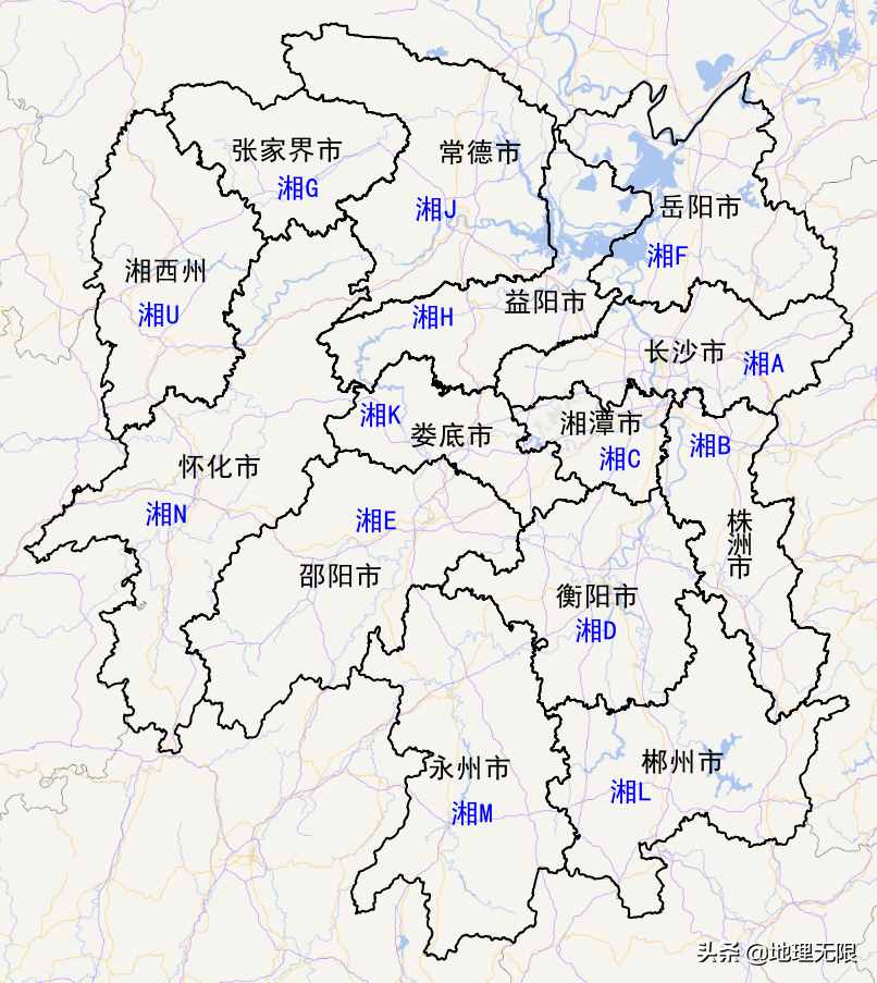 湖南省车牌号首字母分布地图