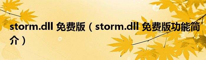 storm.dll 免费版（storm.dll 免费版功能简介）