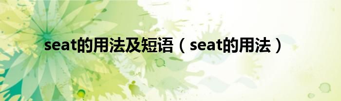 seat的用法及短语（seat的用法）