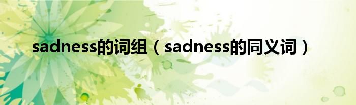 sadness的词组（sadness的同义词）