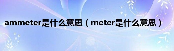 ammeter是什么意思（meter是什么意思）
