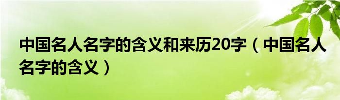 中国名人名字的含义和来历20字（中国名人名字的含义）