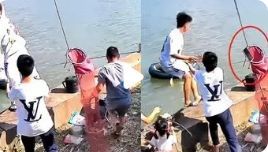男子掉入鱼塘前紧急扔出手机 网友：自己湿可以，手机不行